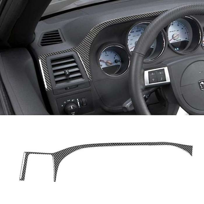 for 2008-2014 Carbon Fiber Central Control Interior Dashboard Panel Trim Sticker Cover, Balck