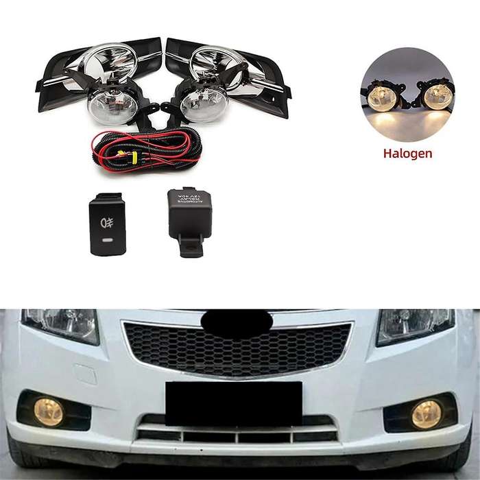 for 2009-2014 Front Bumper Fog Light with Chrome Fog Lamp Cover Grill Bezel Relay Switch Harness Kit