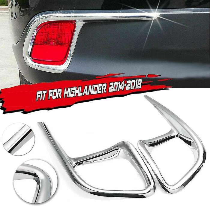 for 2014-2018 Chrome Rear Bumper Fog Light Lamp Cover Frame Trim Decoration