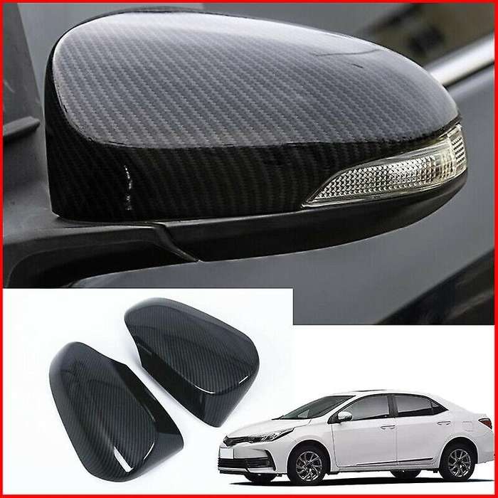 for 2014-2018 Carbon Fiber Rear View Mirror + 4 Outer Exterior Door Handle Cover Trim