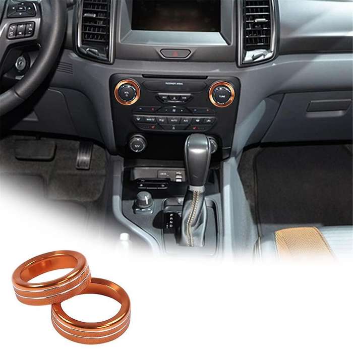 for 2015-2018 Centre Console Volume Tune Knob Button Cover Decor Trim Interior Accessories - Orange