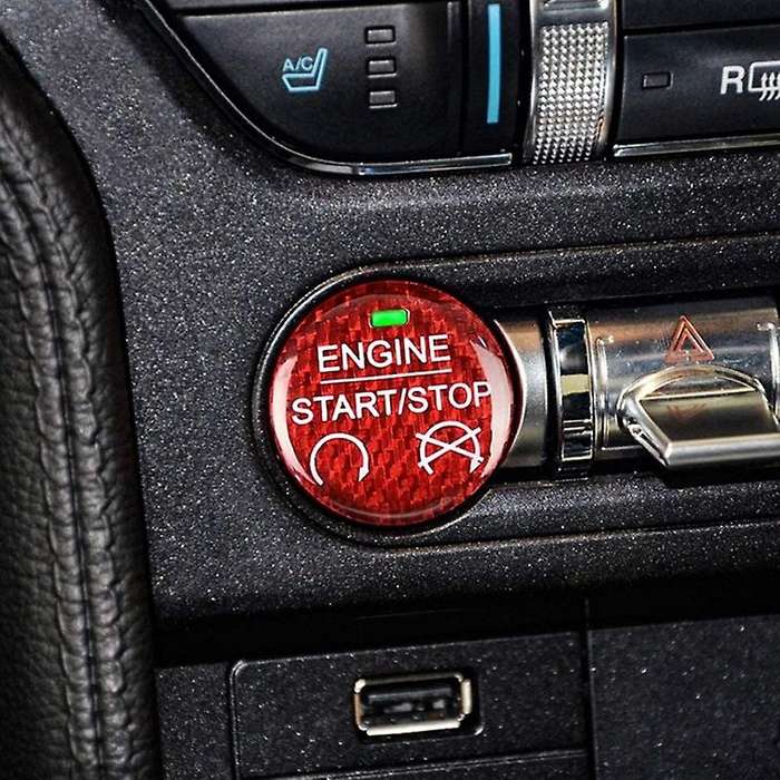 for 2015-2019 Carbon Fiber Car Engine Start Stop Button Sticker Interior Trim