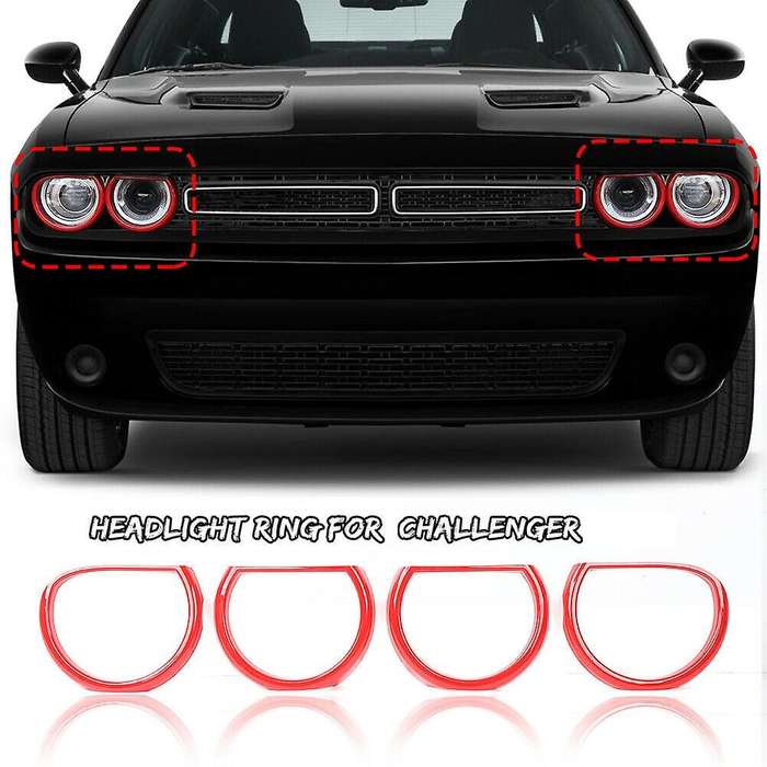for 2015-2019 Front Headlight Bezels Trim Front Lamp Protective Cover Kit Red