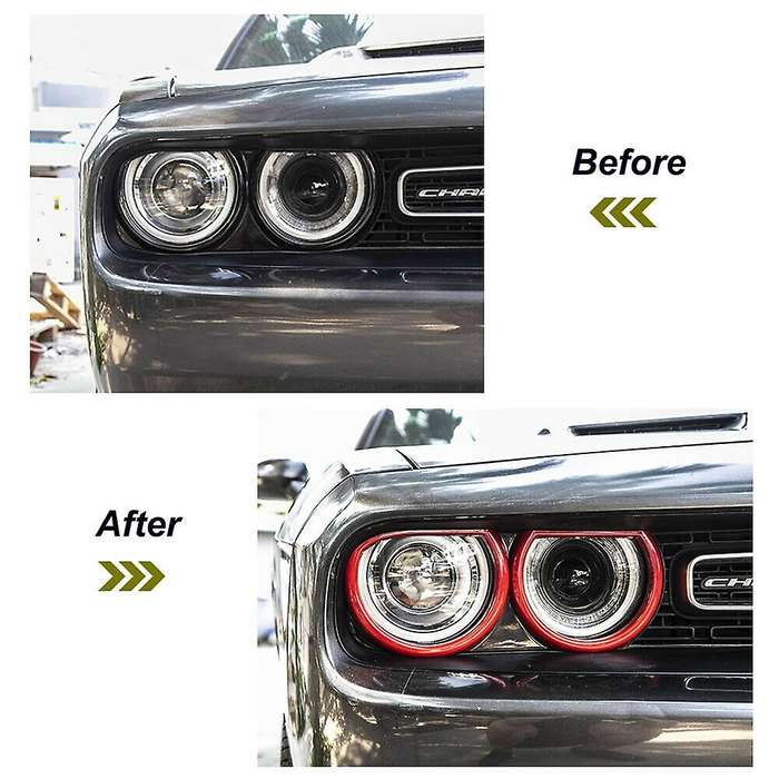 for 2015-2019 Front Headlight Bezels Trim Front Lamp Protective Cover Kit Red