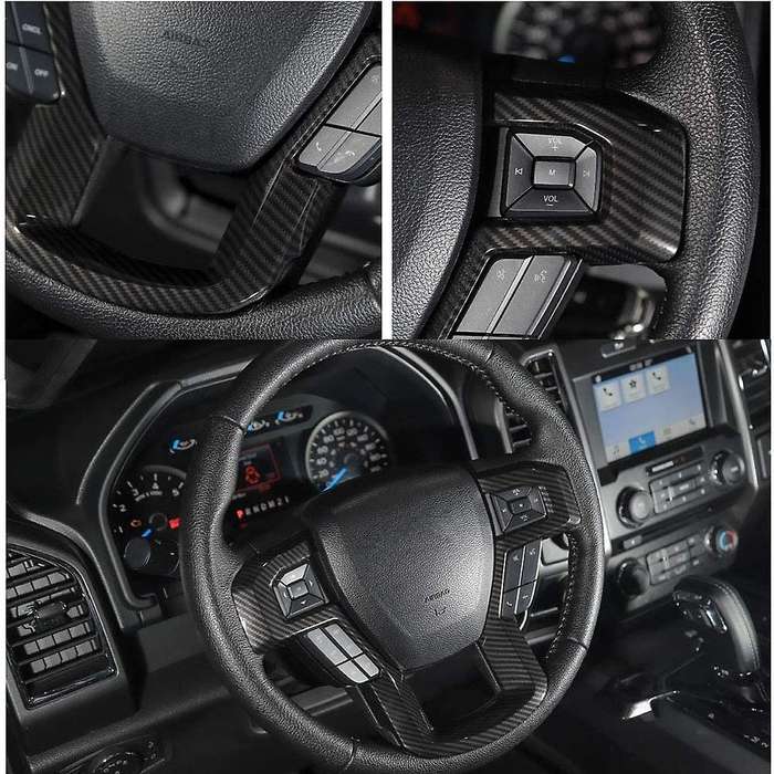 for 2015-2020 Car Carbon Fiber Steering Wheel Cover Trim Decorative Frame Accessories for F250 F350