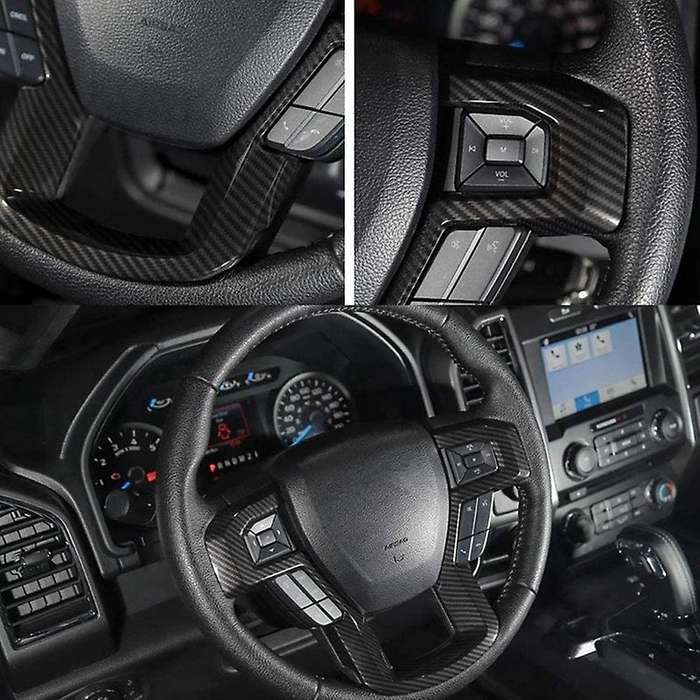 for 2015-2020 Car Carbon Fiber Steering Wheel Cover Trim Decorative Frame Accessories for F250 F350