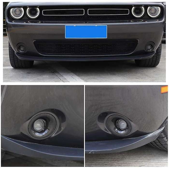 for 2015-2021 Front Fog Light Lamp Cover Trim Decorative Frame Stickers Accessories, Carbon Fiber Gr