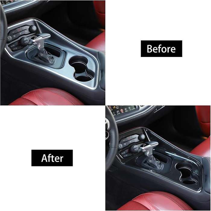 for 2015-2023 Real Carbon Fiber Center Console Gear Shift Panel Water Cup Holder Cover Trim