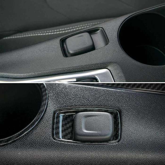 for 2017-2020 Car Carbon Fiber Grain Dashboard Ignition Switch Lighter Decoration Frame Cover Trim