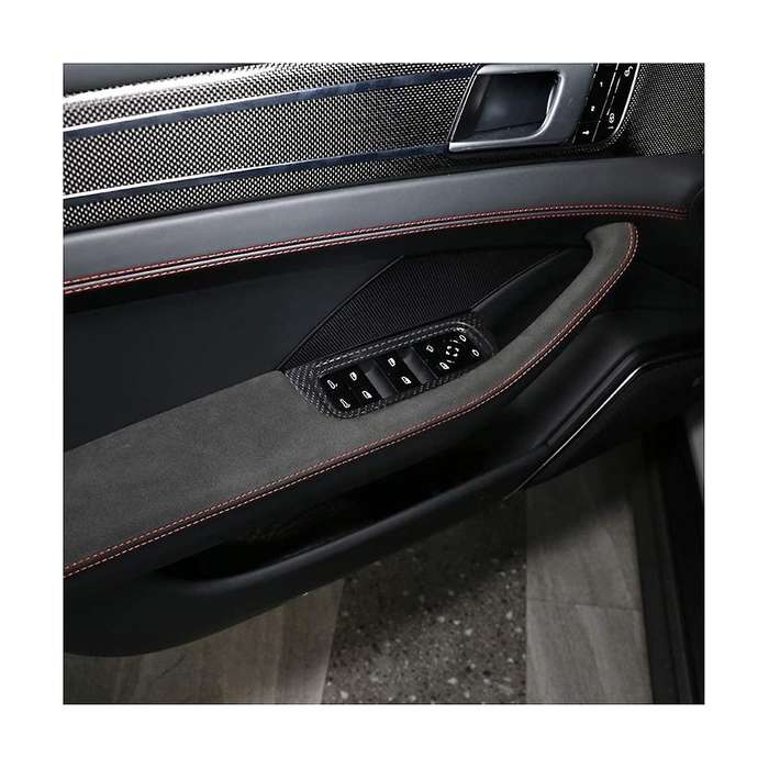 for 2017-2020 Dry Carbon Fiber Car Window Lift Switch Button Frame Cover Trim Decorative Accessories