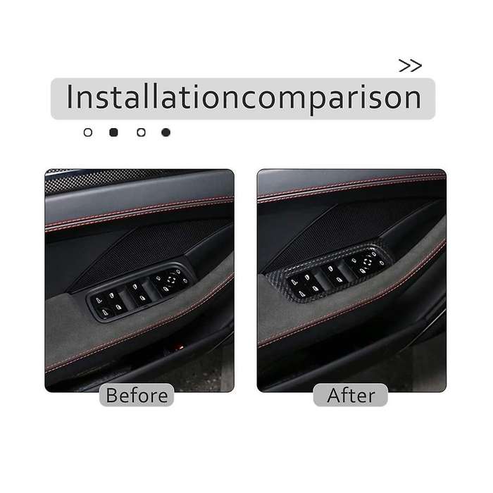 for 2017-2020 Dry Carbon Fiber Car Window Lift Switch Button Frame Cover Trim Decorative Accessories