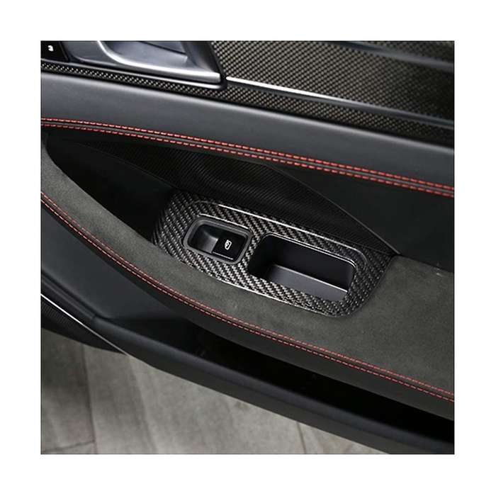 for 2017-2020 Dry Carbon Fiber Car Window Lift Switch Button Frame Cover Trim Decorative Accessories