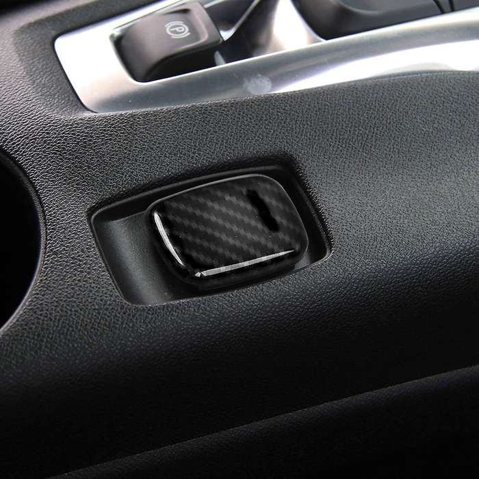 for 2017-2020 Car Carbon Fiber Grain Dashboard Ignition Switch Lighter Cover Trim Decoration Frame