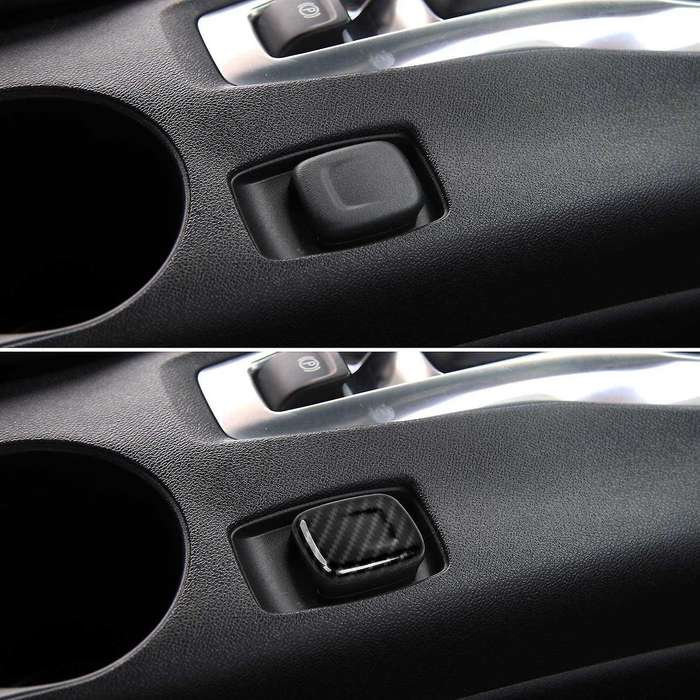 for 2017-2020 Car Carbon Fiber Grain Dashboard Ignition Switch Lighter Cover Trim Decoration Frame