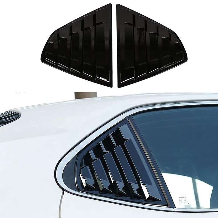 for 2018-2021 Car Rear Side Window Louvers Scoop Shades Cover Blinds Trim Accessories,Bright Black
