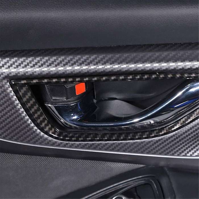 for 2021-2023 Carbon Fiber Style Car Door Inner Handle Frame Decorative Sticker Interior Accessories