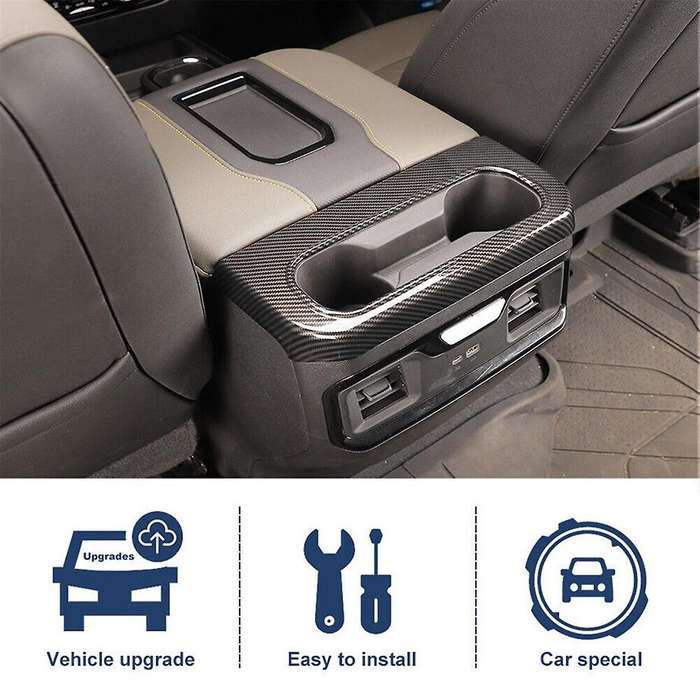 for 2022 2023 2024 Car Armrest Box Rear Cup Holder Cover Trim Accessories Abs Carbon Fiber