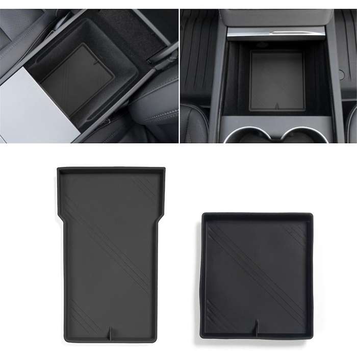 for 2024 Center Console Organizer Tray Pad Silicone Armrest Storage Box Lower Bottom Mat ,black