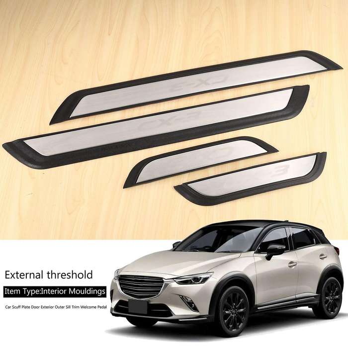 for -3 Cx3 2017 2018 Car Scuff Plate Door Exterior Outer Sill Pedal