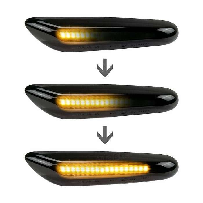 for 328i E90 E91 E92 E93 E46 E60 Smoked LED Side Marker Light Sequential Turn Signal Lamp X2
