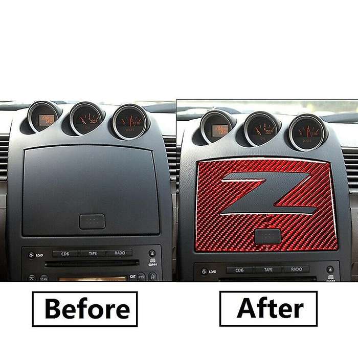 for 350Z 2003-2009 GPS Navigation Panel Cover Trim Sticker Interior Accessories Red Carbon Fiber