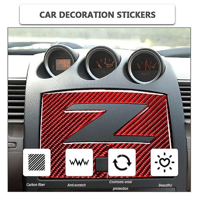 for 350Z 2003-2009 GPS Navigation Panel Cover Trim Sticker Interior Accessories Red Carbon Fiber