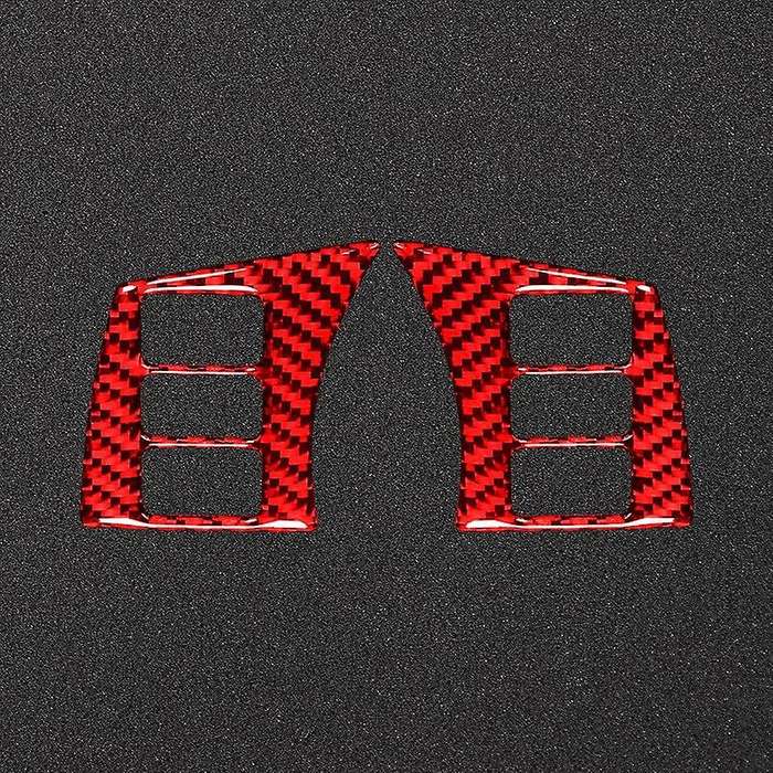 for 350Z 2006-2009 Carbon Fiber Steering Wheel Button Panel Cover Sticker Red