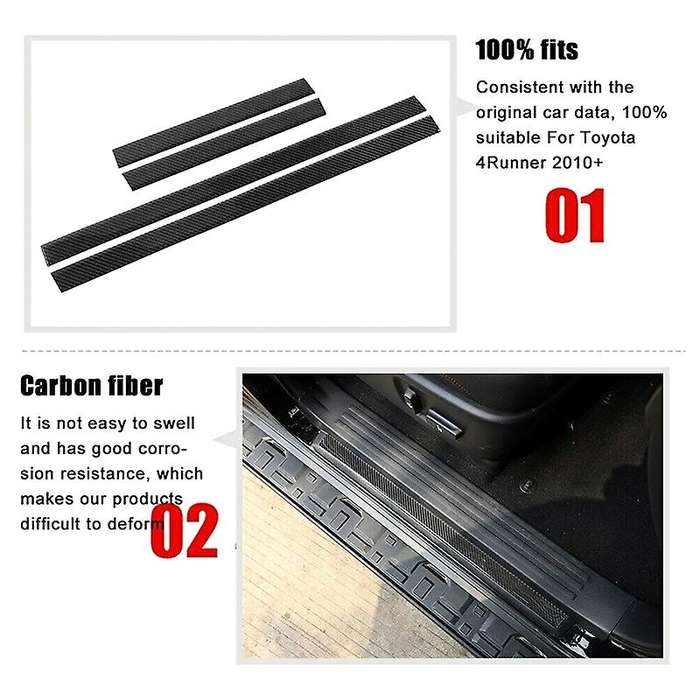 for 4Runner 2010-2021 Accessories Real Carbon Fiber Door Sill Plate Scuff Cover Guard