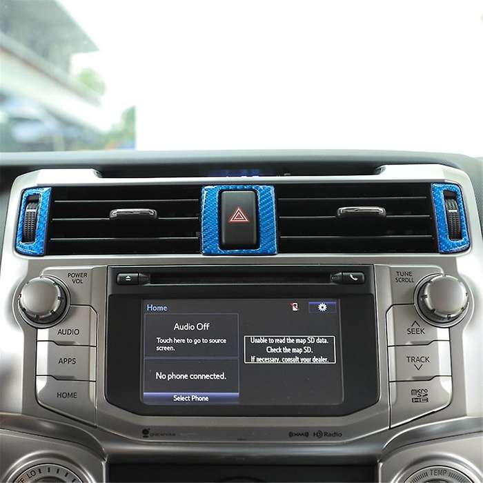 for 4Runner 2010-2023 Carbon Fiber Center Console Dashboard Air Outlet Cover Trim Accessories (Blue)