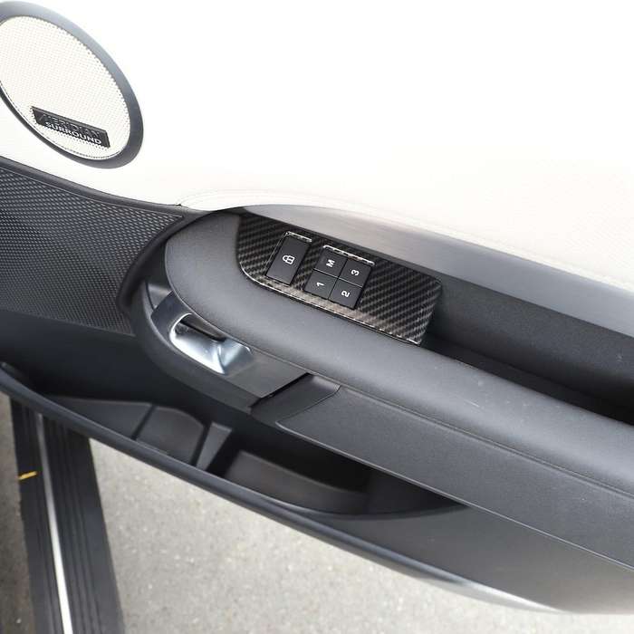 for 5 2011-2022 Carbon Fiber ABS Car Child Safety Door Lock Switch Panel Cover Trim 4Pcs