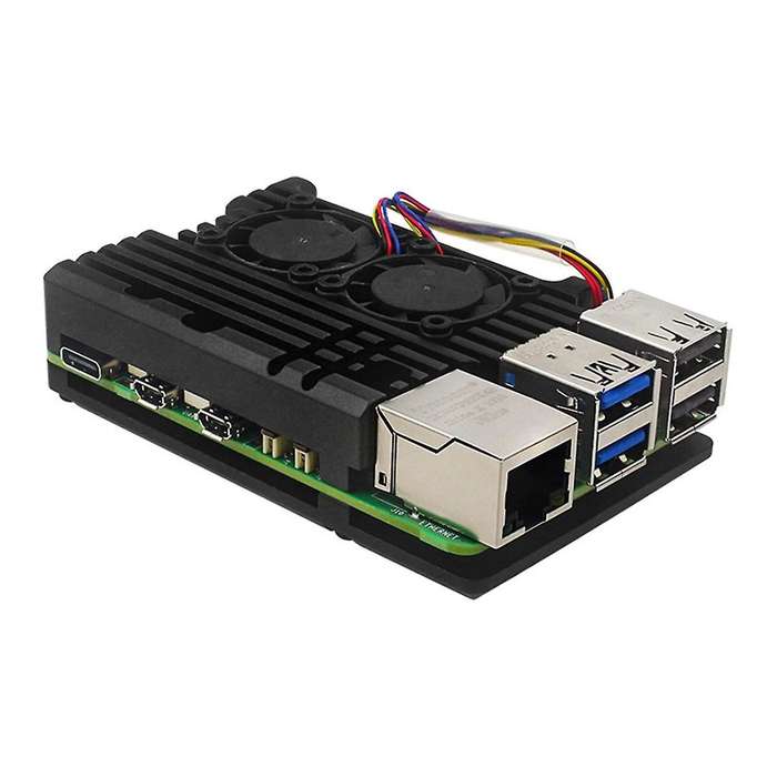 for 5 Aluminum Alloy Case Heatsink Cooler, Passive Cooling Case for 5 with Dual Cooling Fan