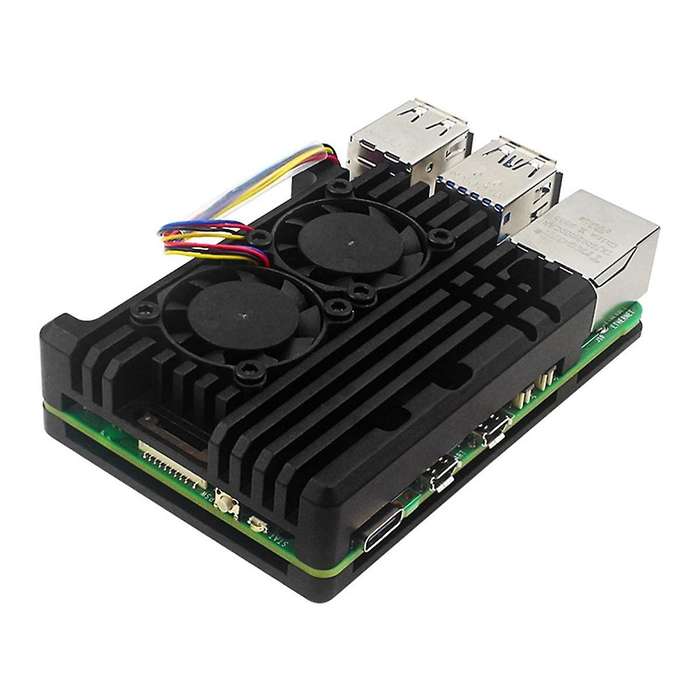for 5 Aluminum Alloy Case Heatsink Cooler, Passive Cooling Case for 5 with Dual Cooling Fan
