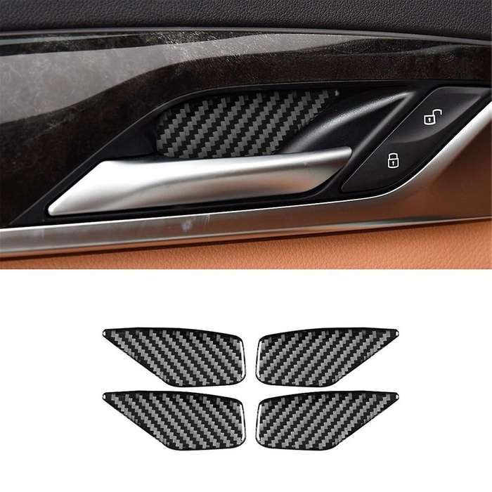 for 5 Series G30 G38 2018-2021 Carbon Fiber Car Inner Door Bowl Cover Trim Decorative Stickers Inte