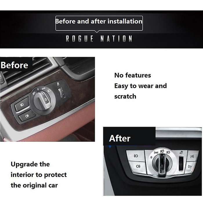 for 5 Series G38 G30 6GT F10 Car Headlight Switch Button Frame Cover Trim Sticker Accessories for 6