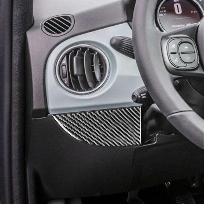 for 500 2012-2015 Soft Carbon Fiber Car Dashboard Left Right Cover Trim Sticker Interior Accessorie