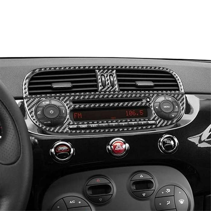 for 500 2012-2015 Soft Carbon Fiber Car Center Control Cover Radio CD Trim Sticker Interior Accessor