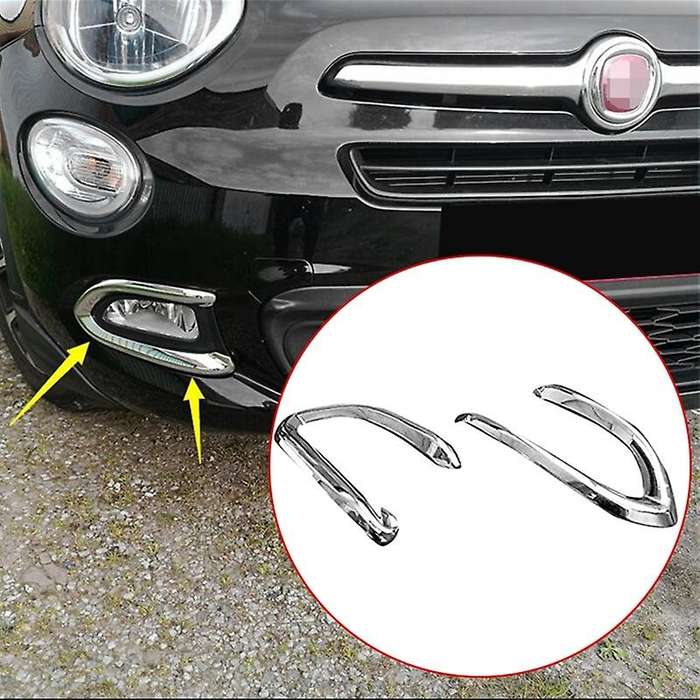 for 500X 2017-2018 ABS Chrome Front Fog Light Lamp Cover Garnish Strip Eyebrow Cover Trim