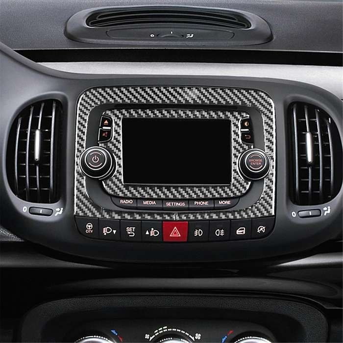 for 500L 2014-2017 Soft Carbon Fiber Car Central Control Navigation Frame Cover Trim Sticker Interio
