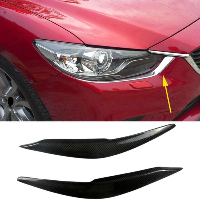 for 6 Atenza 2017-2019 Carbon Fiber Headlights Eyebrow Lamp Eyelid Cover Sticker Trim Refitting