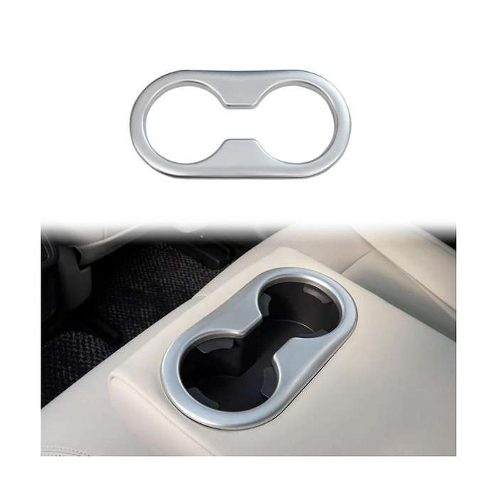 for -60 Cx60 2023 Rear Center Console Row Water Cup Holder Frame Cover Trim Car Accessories,silver