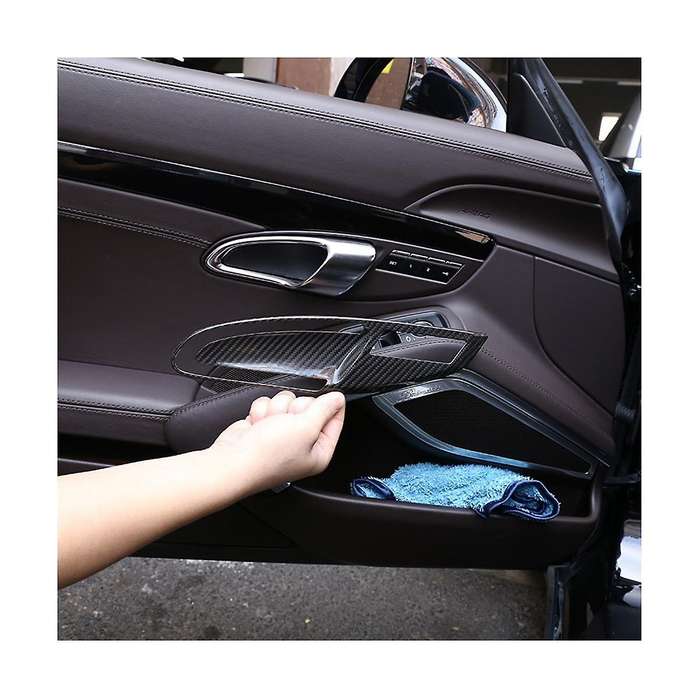 for 718 2012-2018 Dry Carbon Fiber Inner Door Handle Bowl Cover Trim Sticker Decoration Car Accessor