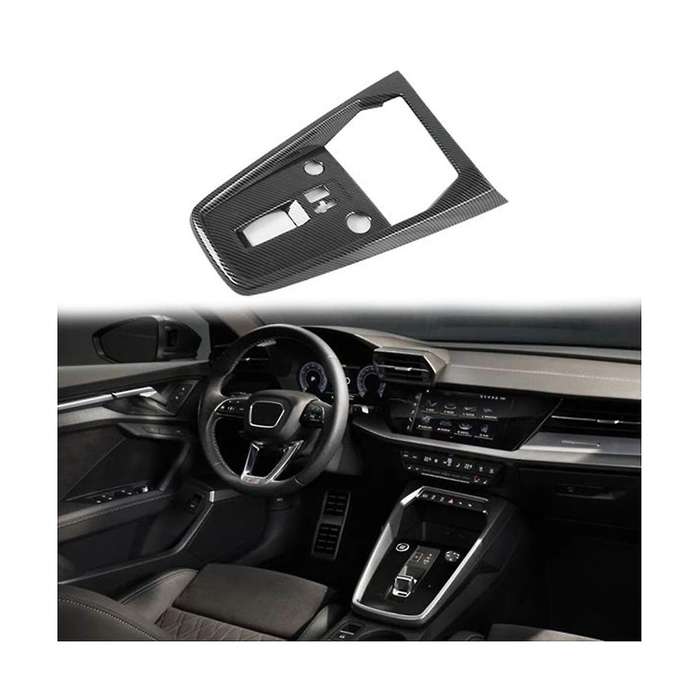 for A3l 2021 Carbon Fiber Abs Car Gear Shift Knob Panel Frame Cover Trim