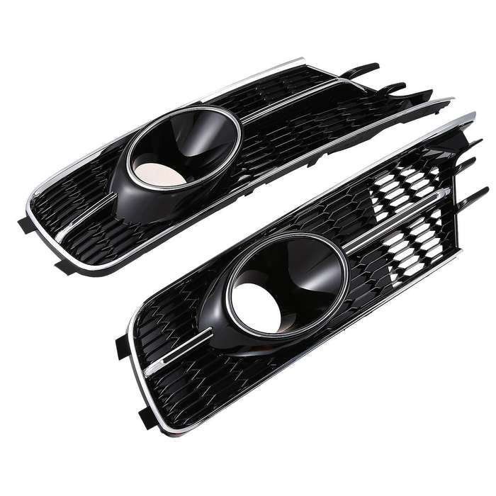 for  A6 C7 2016-2017 Chromed Front Bumper Mesh Cover Grill & Fog Lamp Decor L+R