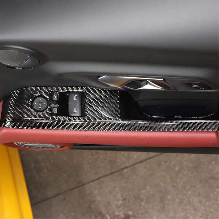 for A90 2019-2023 Soft Carbon Fiber Car Door Armrest Window Switch Panel Sticker Trim Accessories (R