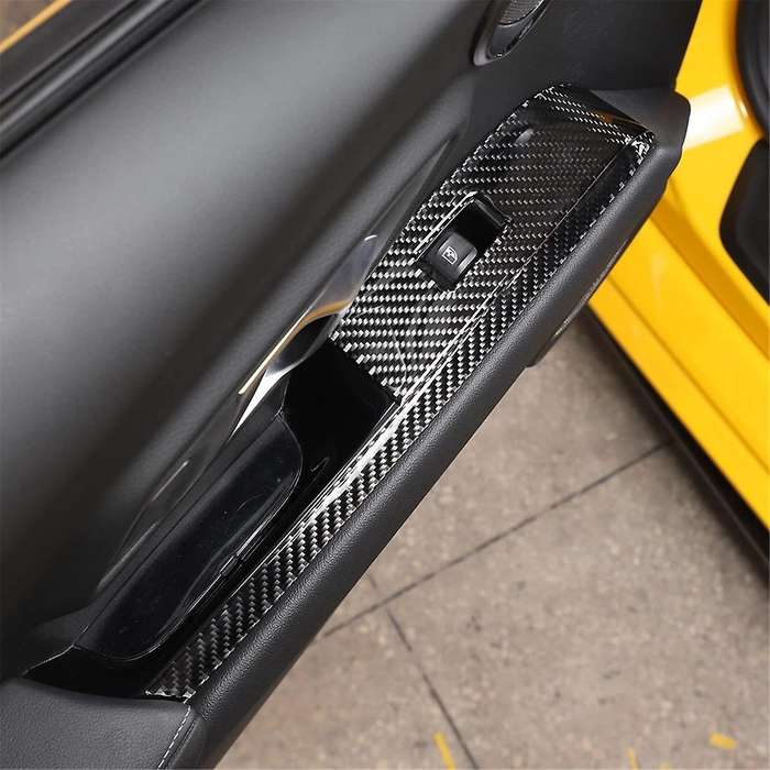 for A90 2019-2023 Soft Carbon Fiber Car Door Armrest Window Switch Panel Sticker Trim Accessories (R