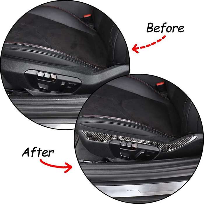 for A90 2019-2023 Soft Carbon Fiber Car Seat Adjustment Switch Cover Decorative Sticker Interior Tri