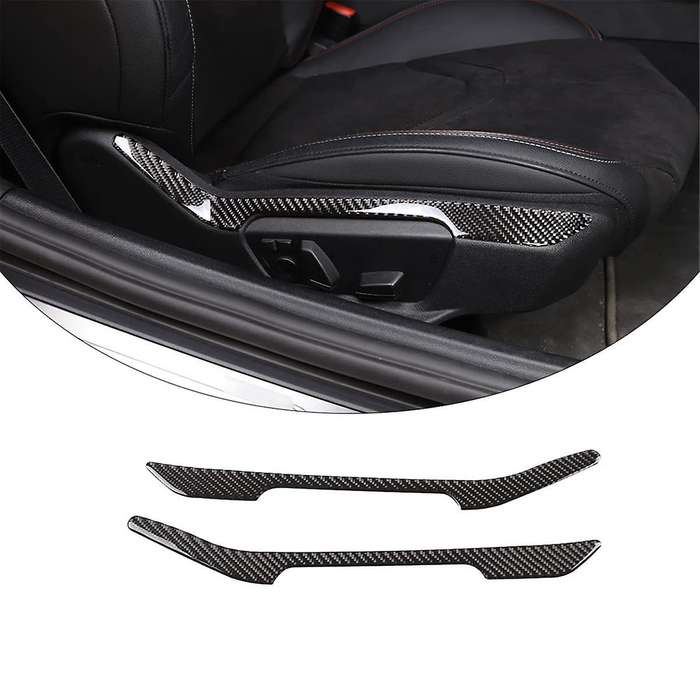 for A90 2019-2023 Soft Carbon Fiber Car Seat Adjustment Switch Cover Decorative Sticker Interior Tri
