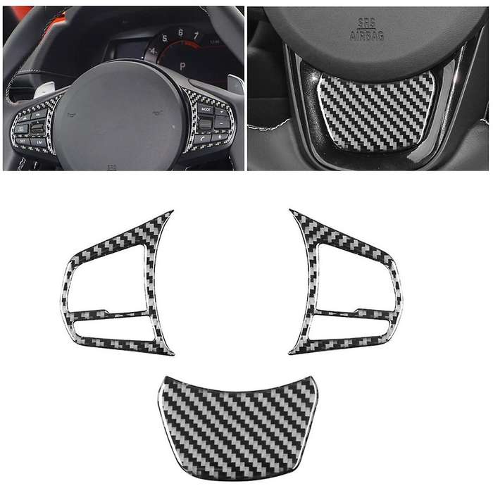 for A90 2019-2023 Soft Carbon Fiber Car Steering Wheel Trim Cover Frame Interior Accessories