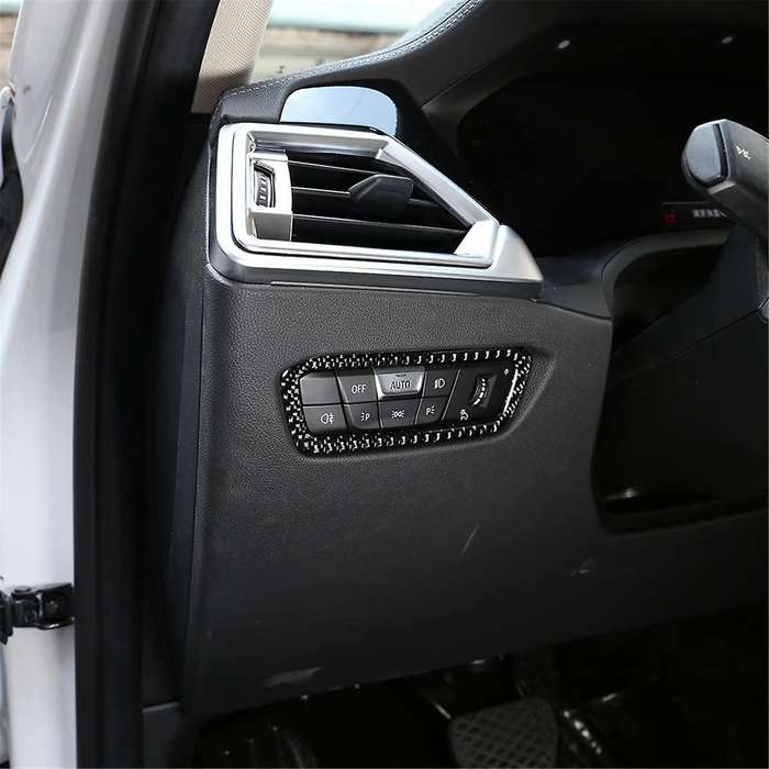 for A90 2019-2023 Soft Carbon Fiber Headlight Switch Cover Trim Frame Interior Accessories