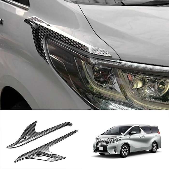 for Alphard 2015-2020 ABS Carbon Fiber Front Headlight Lamp Cover Garnish Strip Eyebrow Cover Trim